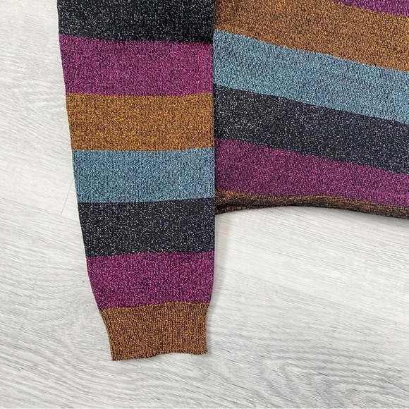 Forever 21 Sparkly Bold Striped Cropped Sweater with Metallic Accents - Picture 4 of 10